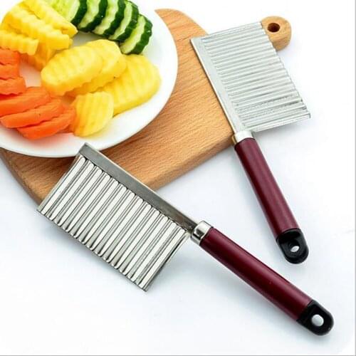 Potato Wavy Edged Knife Stainless Steel Kitchen Gadget Vegetable Fruit Cutting Tool French Fries Knife Kitchen Accessories 50gA