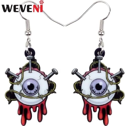 WEVENI Acrylic Halloween Horrible Eyeball Earrings Drop Dangle New Long Trendy Punk Jewelry For Women Girls Party Charms 2018