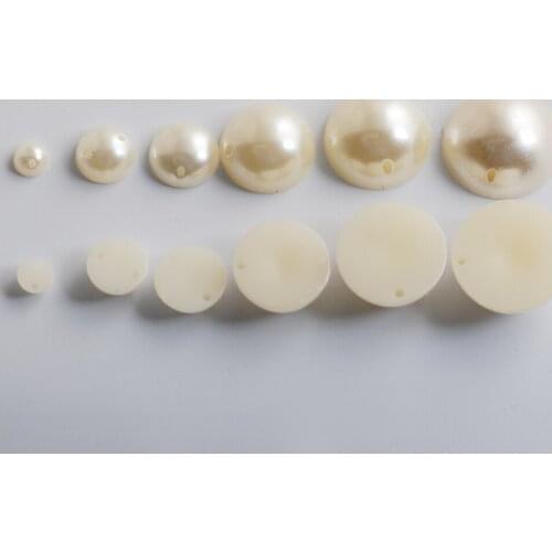 6mm/10mm/12mm/16mm/18mm/20MM Ivory Pearls Half Pear lHand sewed double hole pearl For DIY Dress/Clothing beautification