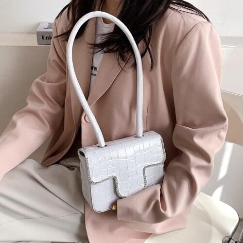 Crocodile Pattern Small Flap Handbags for Women Tote 2021 Summer Pu Leather Luxury Brand Wild Solid Womens Shoulder Bag Totes