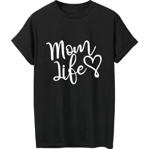 ONSEME Women Funny T Shirt Mom Like Heart Letter Print T Shirts Cotton Tees Female Summer Basic Casual Tshirt Gift For Mom