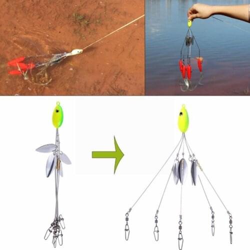 Umbrella Fishing Lure Rig 5 Arms Alabama Rig Head Swimming Spinner Bass Group Fishing Lure Bait Snap Fishing Swivel Bait K4C4
