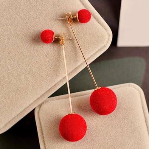 1PC Wild Earring Hairball Plastic Ball Geometric Type Alloy Long Section Dual Use Creative DIY