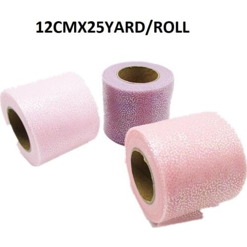 12cmx25Yards Glitter Tulle fabric roll solid color for making girls dress, crafts, bows
