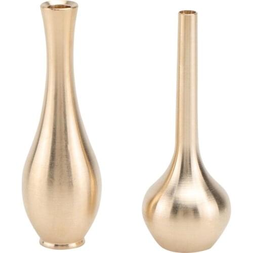 2PCS Pure Copper Mini Vase Ornament Desktop Brass Vase Creative Vase (2 Styles)