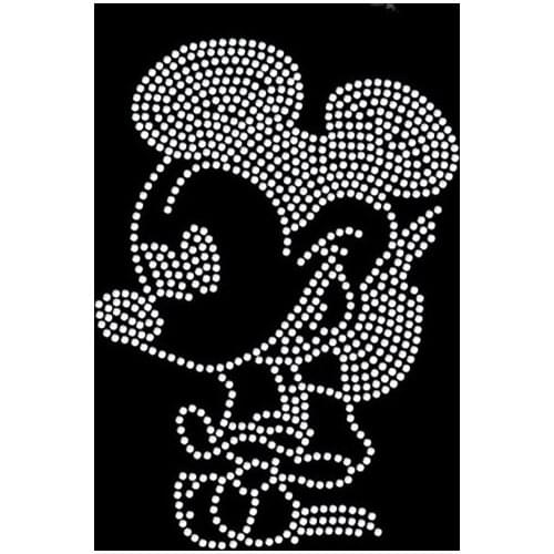 2pc/lot MIckey hot fix rhinestone applique iron on patches cartoon iron on crystal transfers design for childrens shirt bag