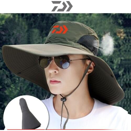 2020 Daiwa Men Outdoor Big Edge Fishing Hat Hat Mountaineering Anti-ultraviolet Sunscreen Sunshade Multipurpose Adjustable Cap