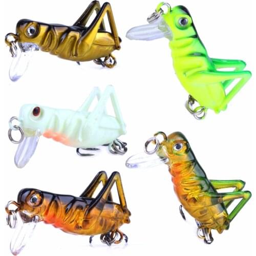5pcs hard plastic grasshopper insect fishing lures 3.3cm/3g worm fishing baits pesca bass fishing tackles