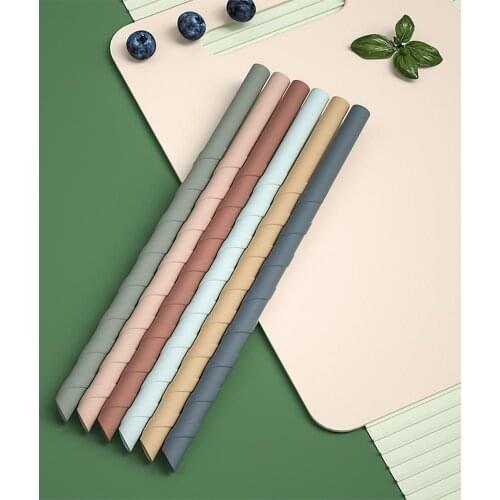 6Pcs/Set Drinking Straws Reusable Soft Threaded Silicone Eco-friendly Resuable Straws with Cleaning Brush for Bar Juice Straws