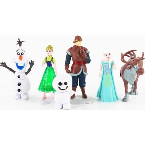 6pcs/lot Olaf Deer Snowman Queen Ornaments Action Figures Toy Girls Gift for Kids