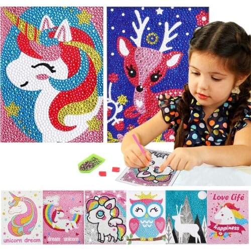 Diamond Painting by Number Kits Deer Unicorn Owl Crystal Rhinestone Diamond Embroidery Paintings Pictures Arts Craft for Kids