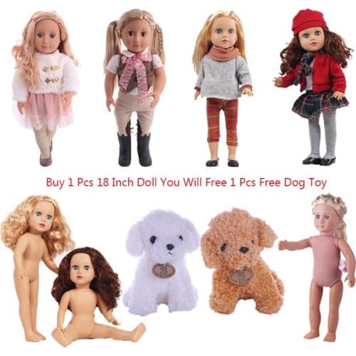 ZWSISU 18 Inch American Doll Handmade 7 Styles Realistic Doll Brown Hair Riding Suit Christmas Suit With Free Dog Toy Generation
