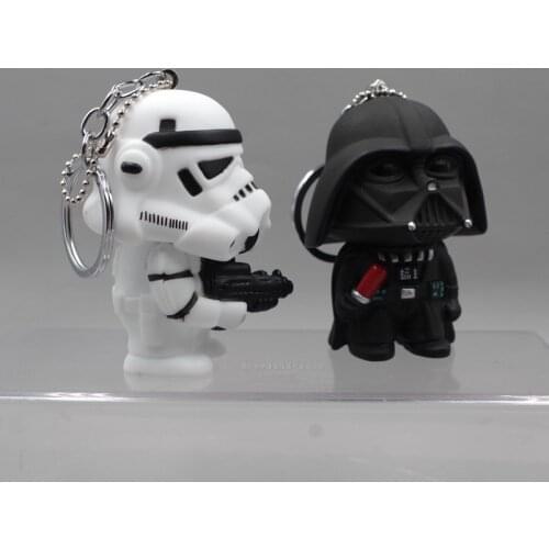 Disney Cute 3D Star Wars Keychain PVC Anime Figure Key Ring Darth Vader Yoda Pendant Key Chain Kids Cartoon Trinket Gift
