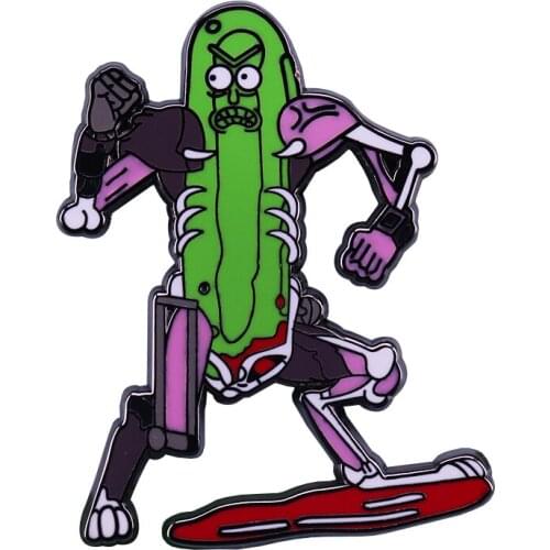 Cyborg Pickle Rick lapel pin fun and unique cartoon lovers gift