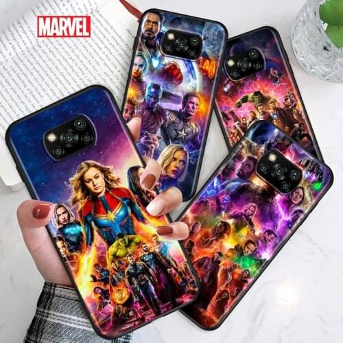 Marvel The Avengers For Xiaomi Poco C3 M3 M2 X3 NFC X2 F2 X3 Pro F1 F3 Mi Play Mix 3 A2 Lite A1 6 5 Black Phone Case