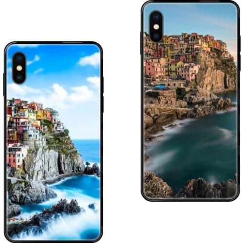 Black Soft TPU Cell Phone Cover Case Mountain Old Town Area Choose For Samsung Galaxy A70 A71 A70E A5 A6 A7 A8 A10 A10S A20