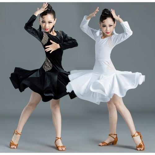 Childrens Latin dance ballet costume girls autumn and winter competition clothes training clothes girls practice clothes