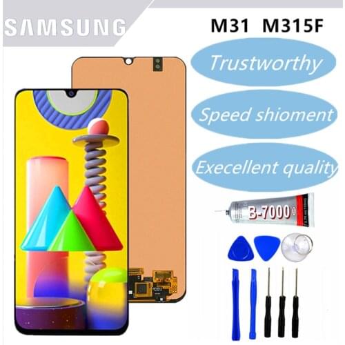 Original 6.4'' Display For Samsung Galaxy M31 M315 SM-M315F SM-M315F/DS LCD Display Touch Screen Digitizer Assembly Super AMOLED