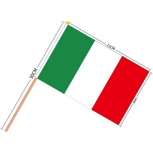 Free shipping 14*21cm 100 PCS/ lot Promotion Wholesale Small Italy Hand flag Waving National Flag
