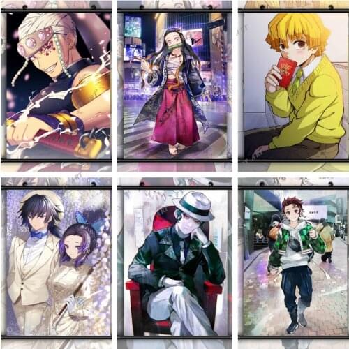 Demon Slayer Kimetsu No Yaiba Zenitsu Tanjirou Inosuke Canvas Painting Poster and Print Nordic Wall Picture for Living Kids Room