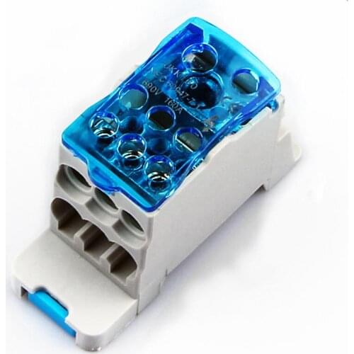 Din Rail Terminal Block One in Six Out Power Distribution Block Universal Electric Wire Connector Junction Box UKK160A