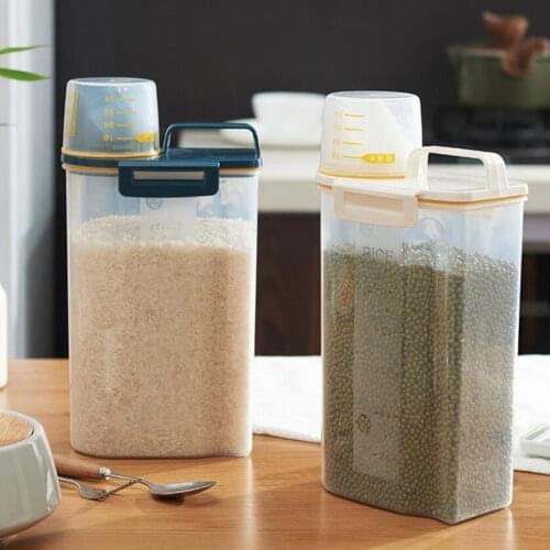 2.5L Food Storage Rice Container Dispenser Sealed Box Dry Feed Seed Food Storage Container Kitchen Storage Box Bin