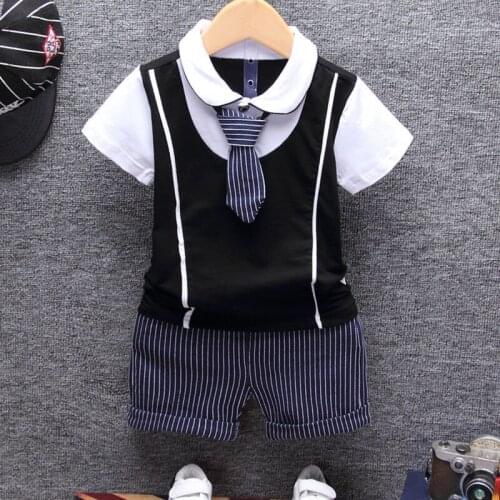 Summer clothes Cotton Baby Boy Clothing Sets Formal Infant 1 Year Birthday Party Clothes Suit T-shirt+Pant Childrens Cloth Sets