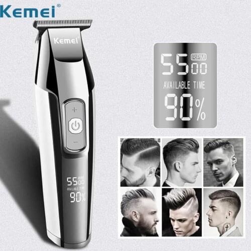 Kemei Hair Trimmers Men Electric Steel T Blade Cordless Clipper Professional Carving Cutting Machine 0mm Fashion Hairstyle