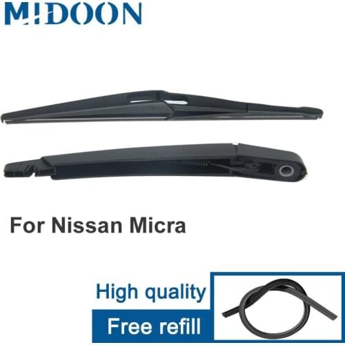 MIDOON Rear Wiper Arm & Rear Wiper Blade for Nissan Micra K12 11.2002 - 05.2005 Windshield Windscreen Rear Window