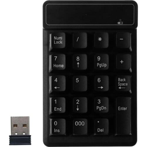 2.4GHz Mini USB Wireless Numeric Keypad 19 Keys Number Pad Numpad Receiver for Windows XP/7/8 Laptop PC Computer X6HA