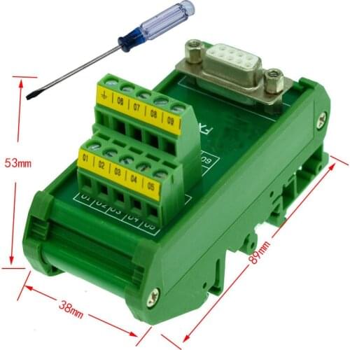DB9 D-Sub DIN Rail Mount Interface Module , DB9 Female Breakout Board DB9 splitter