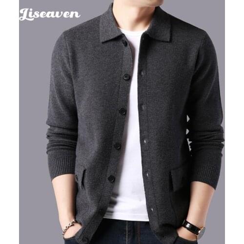 Liseaven Cardigans Men Sweater Autumn Winter Solid Knitted Sweaters Casual Warm Male Knitwear Coat Man Jackets
