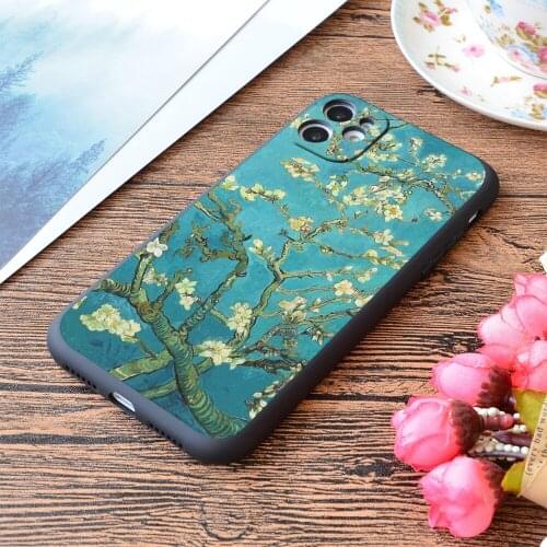For iPhone Vincent Van Gogh Blossoming Almond Tree Print Soft Matt Apple iPhone Case