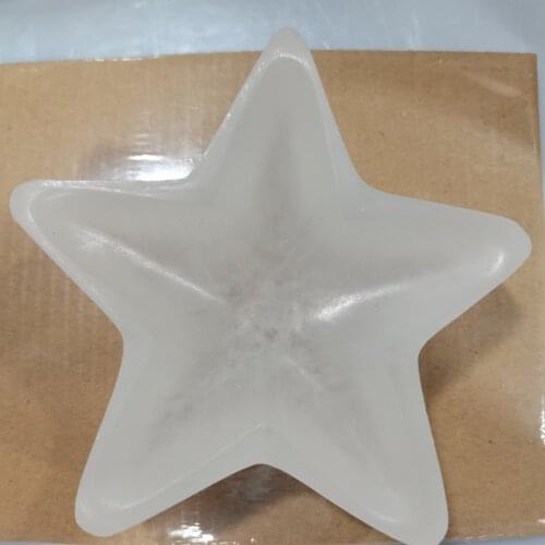 Natural White Selenite Raw Gypsum Crystal Quartz Carving Five-Pointed Star Ornament Bowls Tableware Stone Products Original Gift