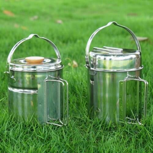 Stainless Steel Pan Picnic Camping Cooking Bowl Cookware ing Pot Set