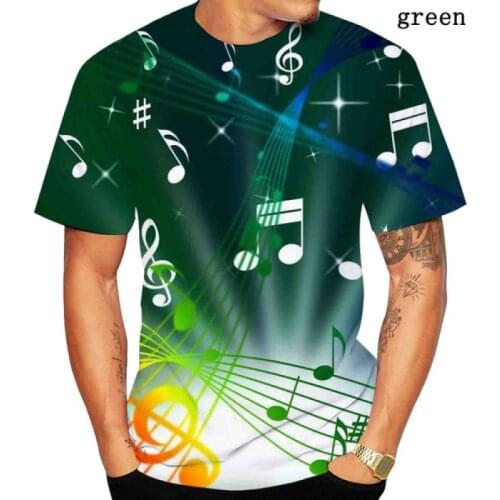 New Fashion Spring and Summer T Shirt Music Note 3D Printed Cool Men/women Short Sleeve Unisex Round Neck Tees XS-5XL