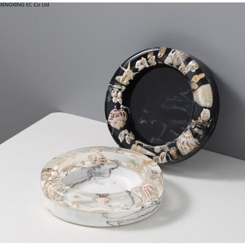 Nordic Creative Resin Conch Ashtray Creative Office Anti-fly Ash Storage Box Home Storage Decoration Living Room Decoration