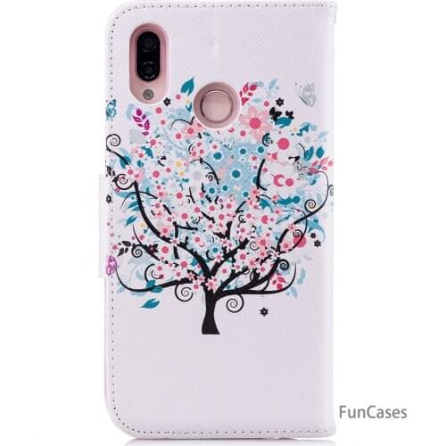 Feather Flip Phone Case sFor Etui Huawei P20 Lite Card slot Case Capa Unicorn Flip Case For Huawei Ascend Nova 3E Shell Silicone