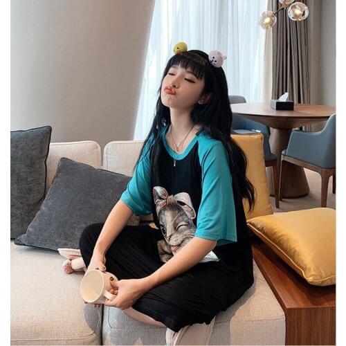 Pink Womens 7 Pieces Pajamas Sets Faux Silk Striped Pyjama Women Sleepwear Sets Spring Summer Autumn Homewear