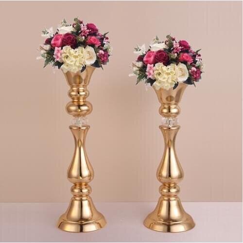 Silver Metal Candle Holders 50cm/20'' Stand Flowers Vase Candlestick As Road Lead Candelabra Centre Pieces Wedding Decoration