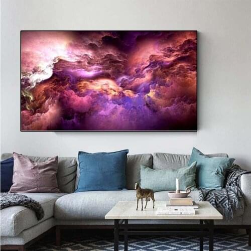 Modern Psychedelic Abstract Nebula Wall Art Picture Purple Clouds Canvas Prints and Posters Decoration Interior Decoration