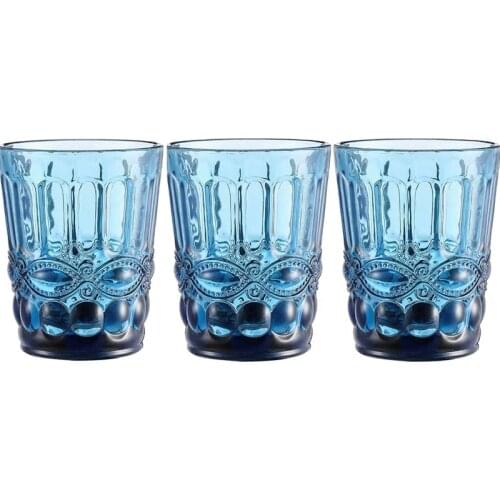 Drinking Glasses Juice Whisky Cup 3pcs / lot Bar Household Wedding 240ml 8oz Milk Coffee Embossed Tumbler Beverage Glass Cups