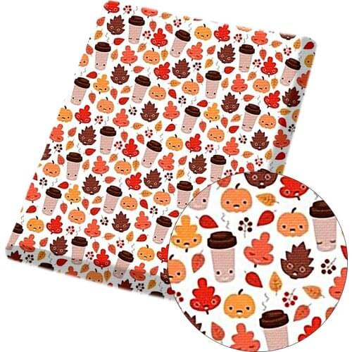 JOJO BOWS Polyester Cotton Sheet Halloween Theme Cartoon Pumpkin Printed Cloth Fabric DIY Patches Dress Home Textile 45*140CM/PC