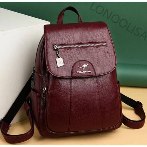 2021 Vintage School Backpack Female Shoulder Bags High Quality Women Leather Backpacks For Girls Travel Ladies Bagpack Mochilas