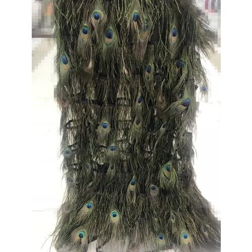 Embroidered Net Fabric with feather super Quality African Tulle Lace Fabric SYJ-96688 For party Dress