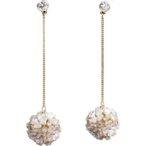 SINZRY 2020 elegant Korean stylish earring cubic zirconia flower ball drop earrings for women