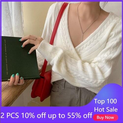 Sweaters for women 2021 autumn winter thick warm deep v neck pullovers women tops 55701