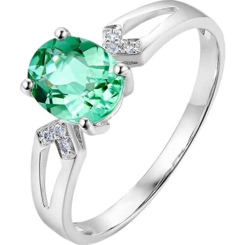 Natural Green Tourmaline Colored Gemstone Rings For Women 925 Sterling Silver Color AAA Zircon Finger Ring Wedding Fine Jewelry