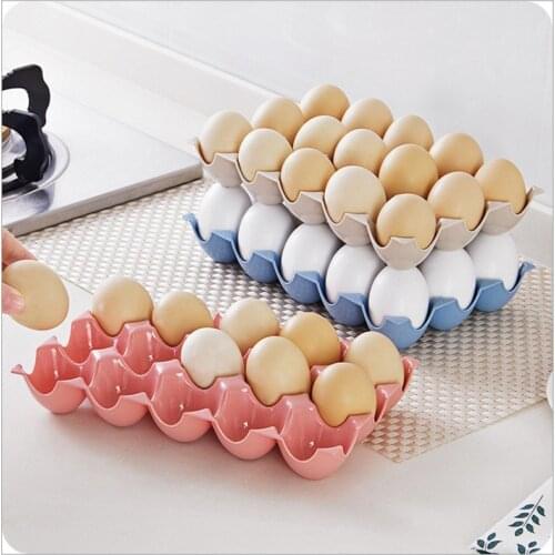 1/5pcs Kitchen Refrigerator Egg Storage Box 15 Grid Practical Eggs Holder Plastic Tray Stackable Eggs Shelf Case Organizer