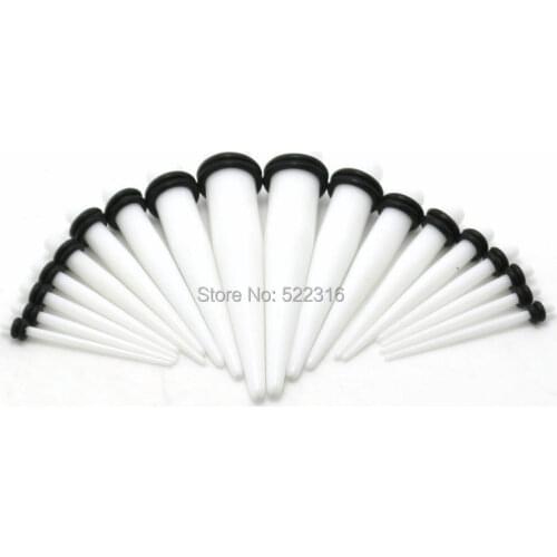 1.6mm-10mm white acrylic 180pcs acrylic straight ear tapers kits plug gauges expander wholesale body piercing jewelry
